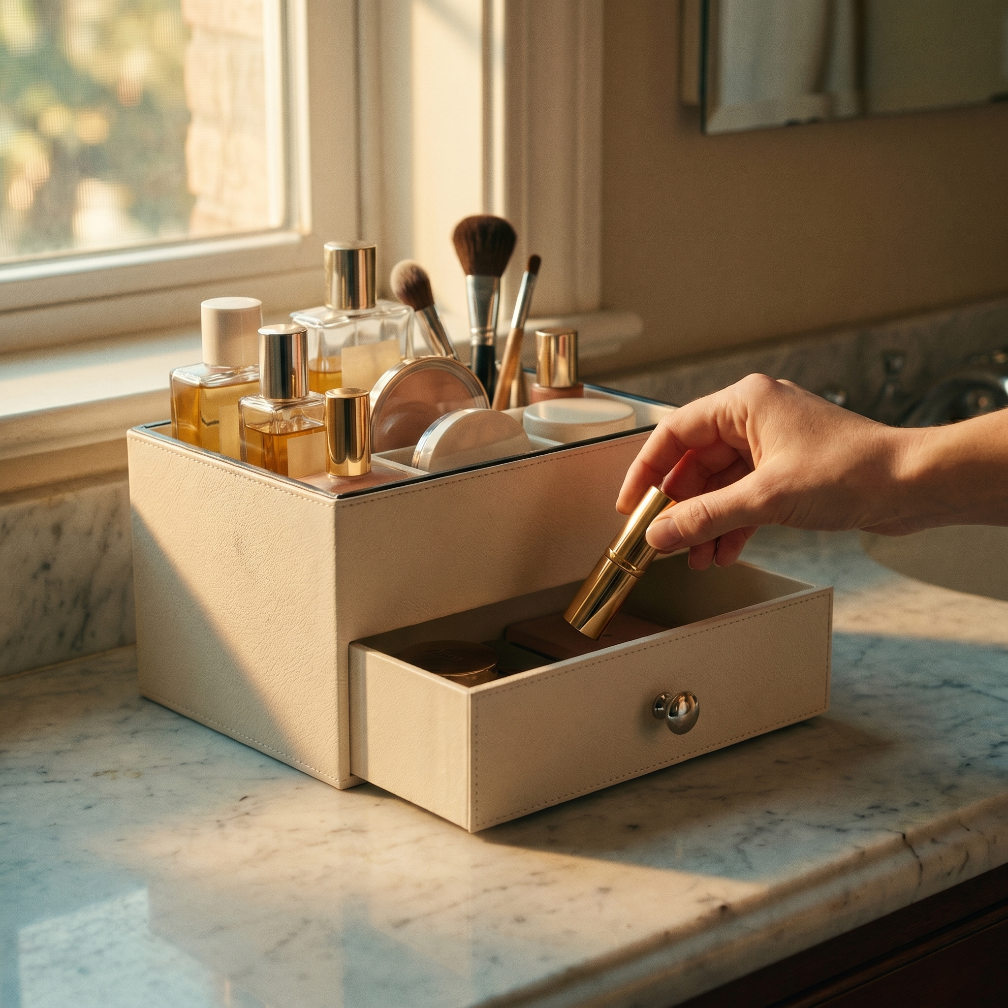 Leather Cosmetic Organizer
